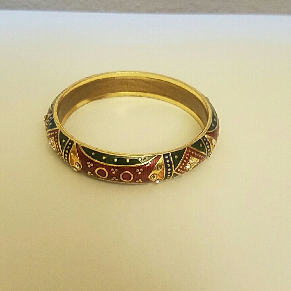 Red and Green Bangle with rhinestones.