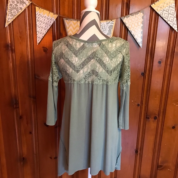 Sage Green Lace Detail Tunic Top - Picture 6 of 6