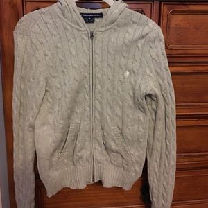 Ralph Lauren Women's full zip cable knit hoodie