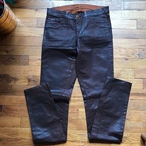 J Brand Skinny Patent Sheen Brown Pants. Sz 27 J Brand Skinny Patent Sheen Brown Pants. Sz 27