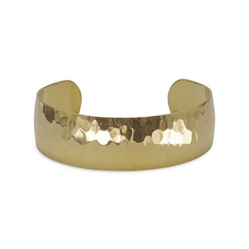 14K Gold Plated Brass Hammered Cuff