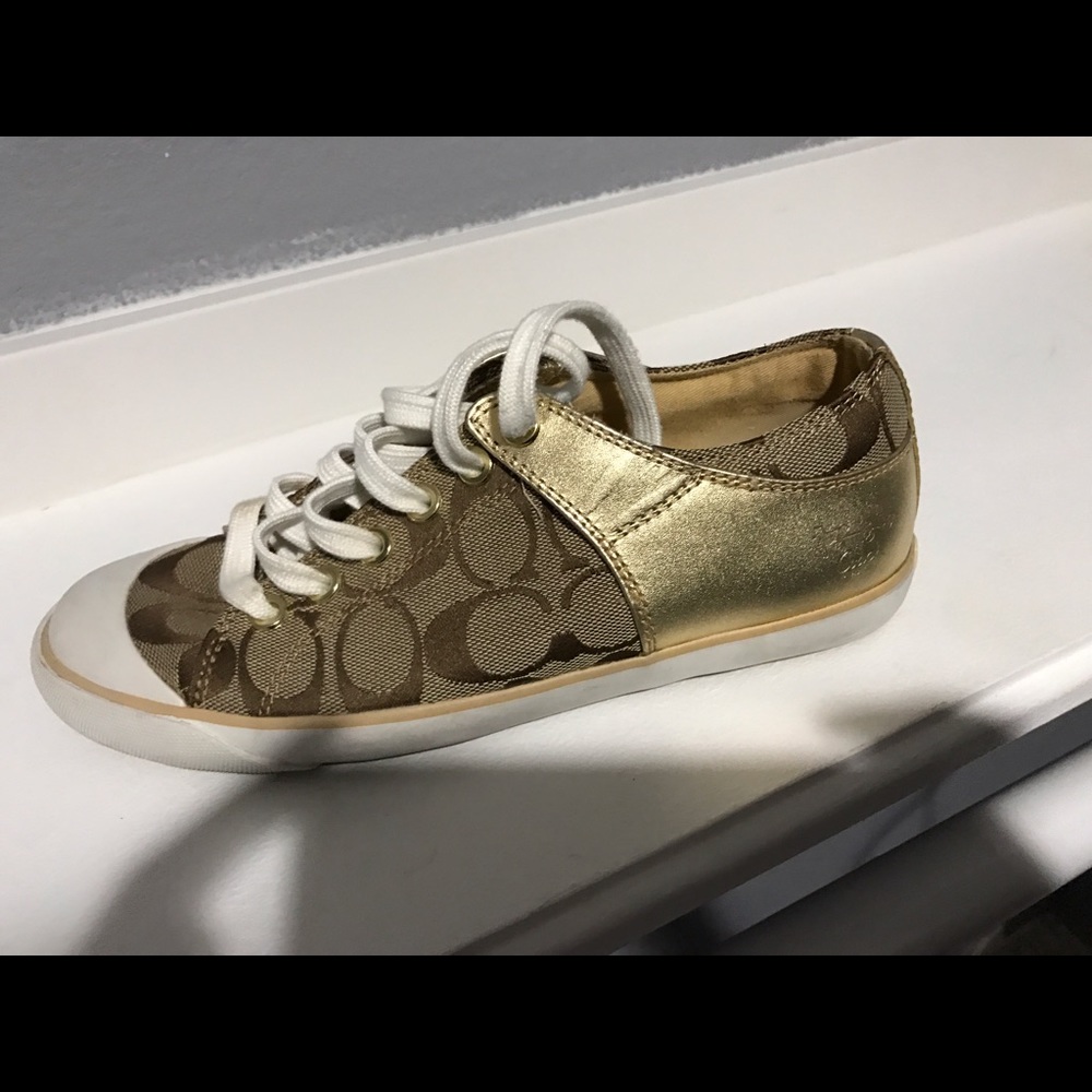 Coach brown & gold shoes