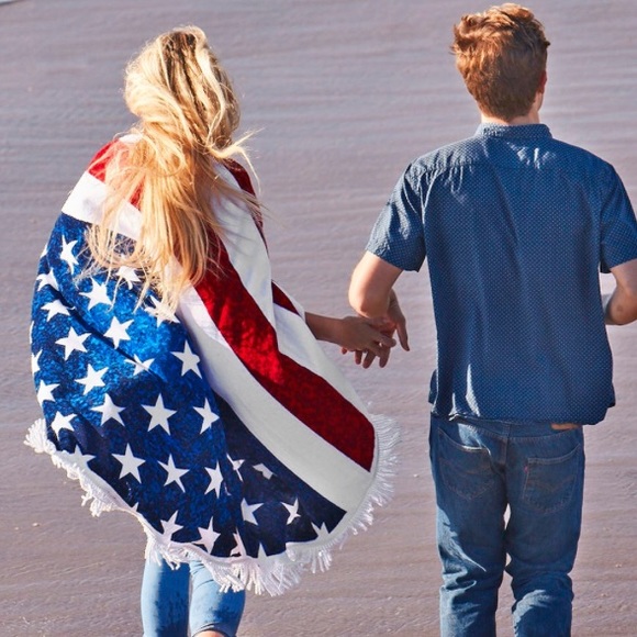 🍀ST PATTYS SALE🍀American Flag Round Blanket - Picture 4 of 7