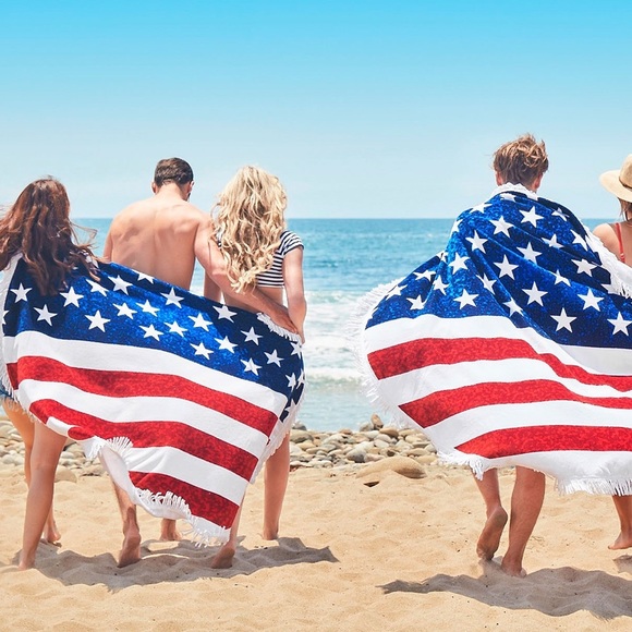 🍀ST PATTYS SALE🍀American Flag Round Blanket - Picture 5 of 7