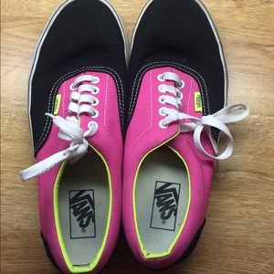 Black, Pink, Neon, and White Vans