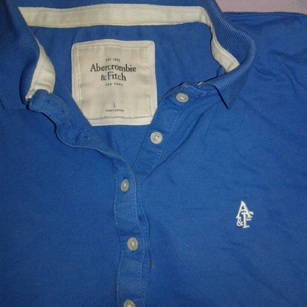 A & F medium blue polo