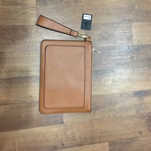 Tan faux leather clutch/purse