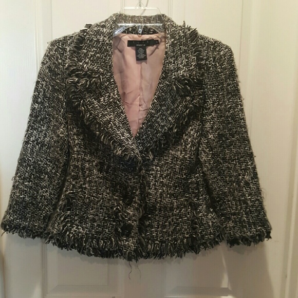 Luxe Textured Tweed Jacket with Fringe Trim - Picture 1 of 4