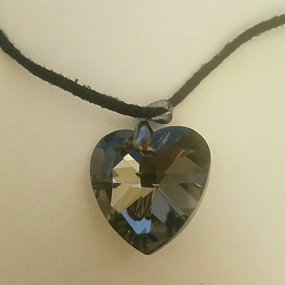 Black Crystal heart necklace