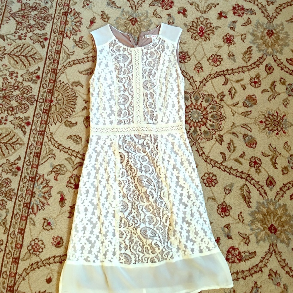 Off white lace detail dress