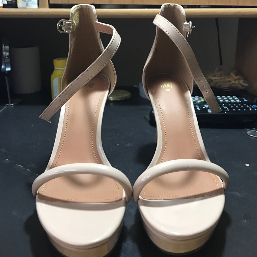 Nude strappy heels