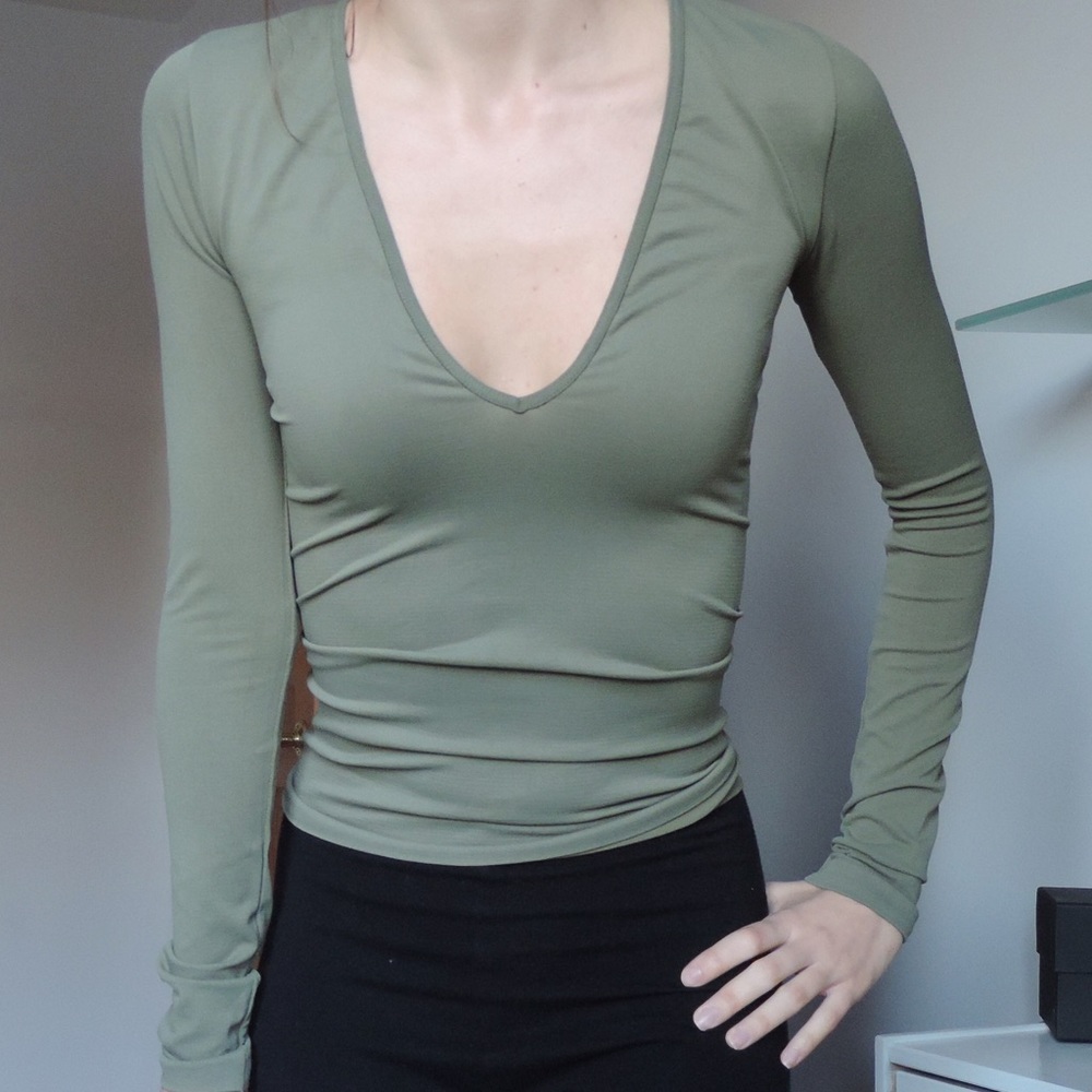 Free People Seamless Solid Deep V