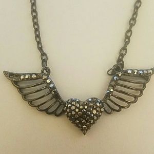 Black Rhinestone Heart necklace