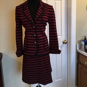 Maroon & Black stripped skirt suit