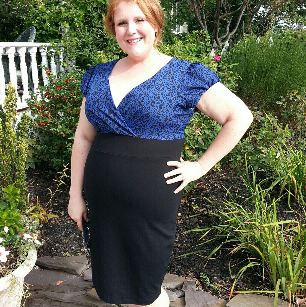 Torrid Blue Leopard Print Pencil Dress