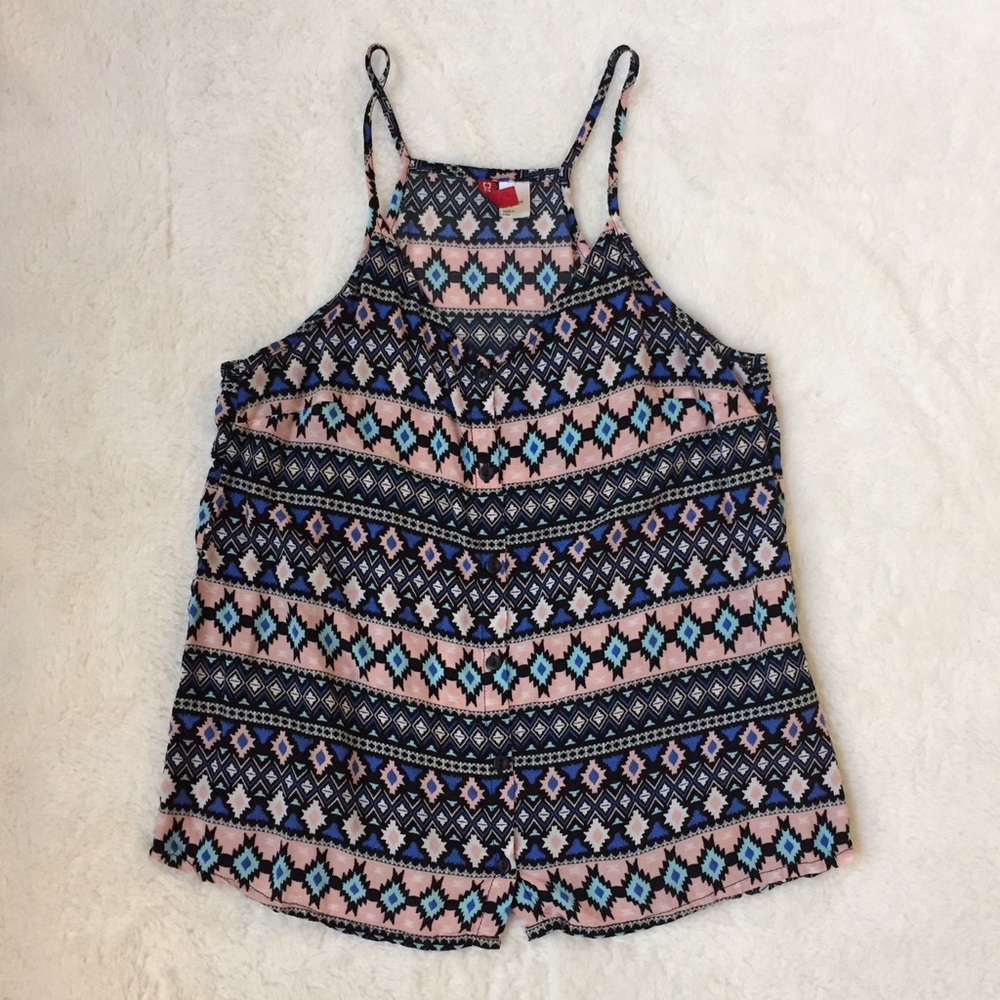 Blue, Pink, and Black Tribal / Aztec Tank
