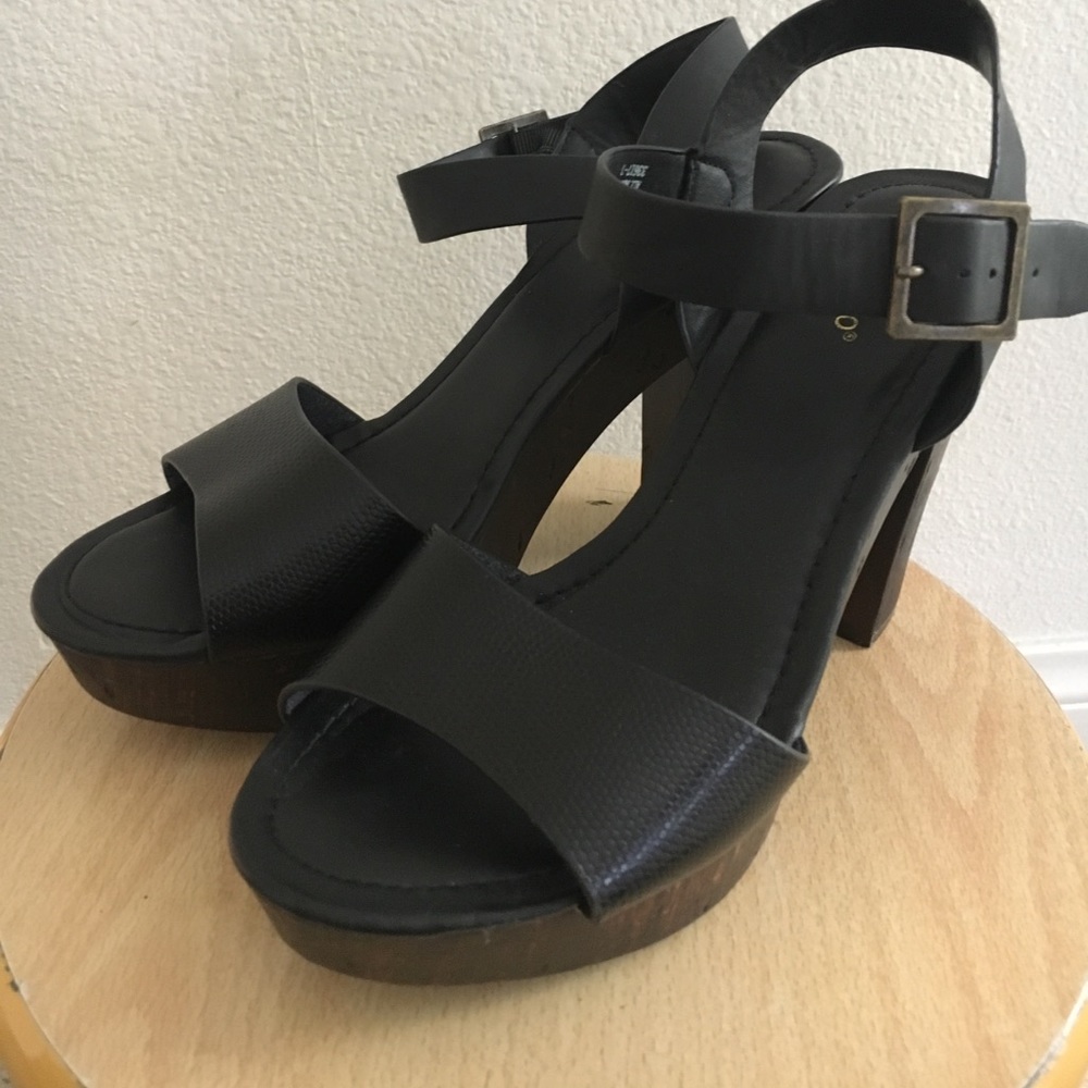 Bamboo chunky platform heel