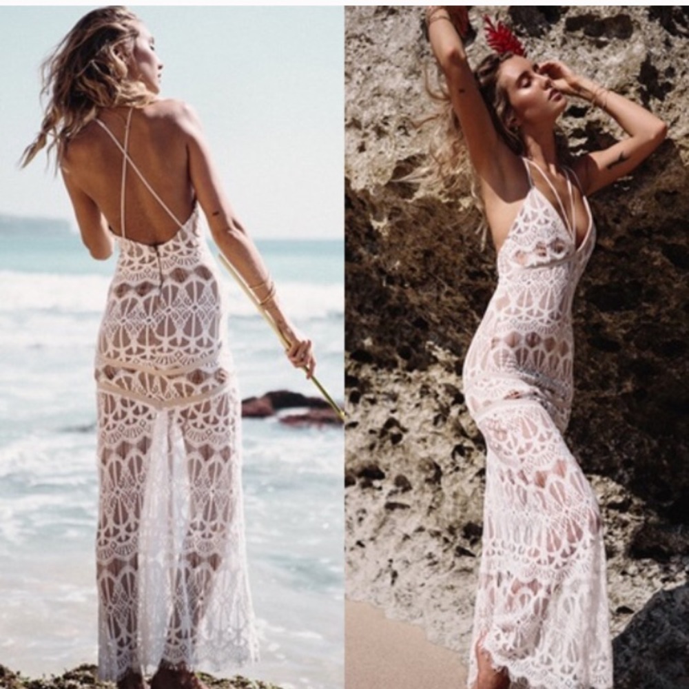 ISO Saba skirt dune white and nude maxi