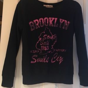 Women’s Black Brooklyn New York City Coney Island Graphic Print Sweatshirt