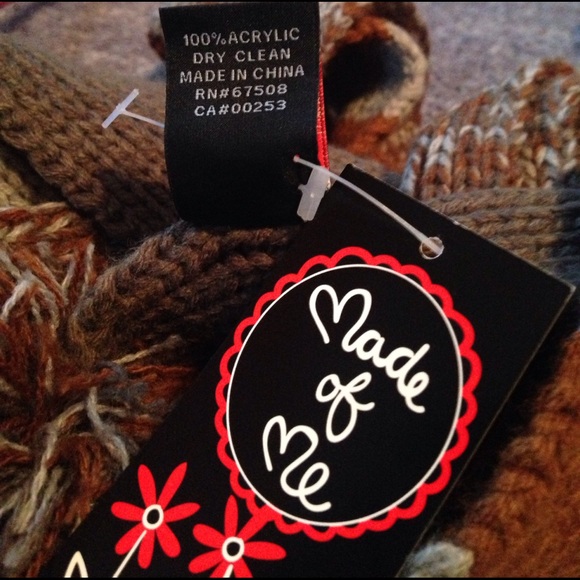 NWT MADE OF ME acrylic brown/gray braided scarf - Picture 4 of 5