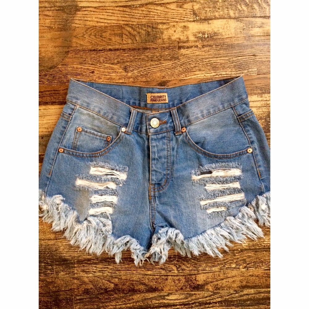 High waisted jean shorts