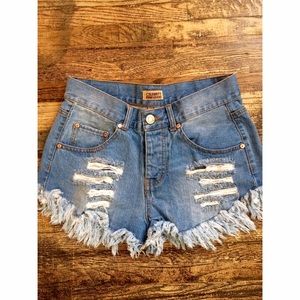 High waisted jean shorts
