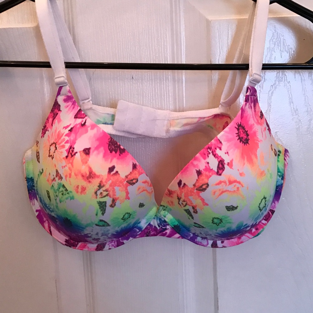 Neon pink push up bra
