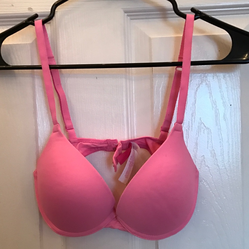 Pink cross cross push up bra