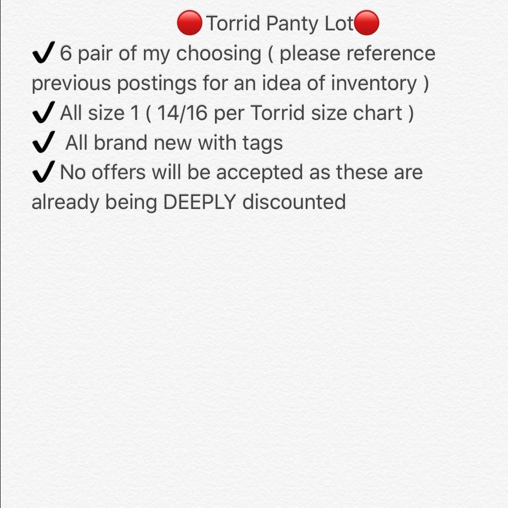 Torrid Panty Lot
