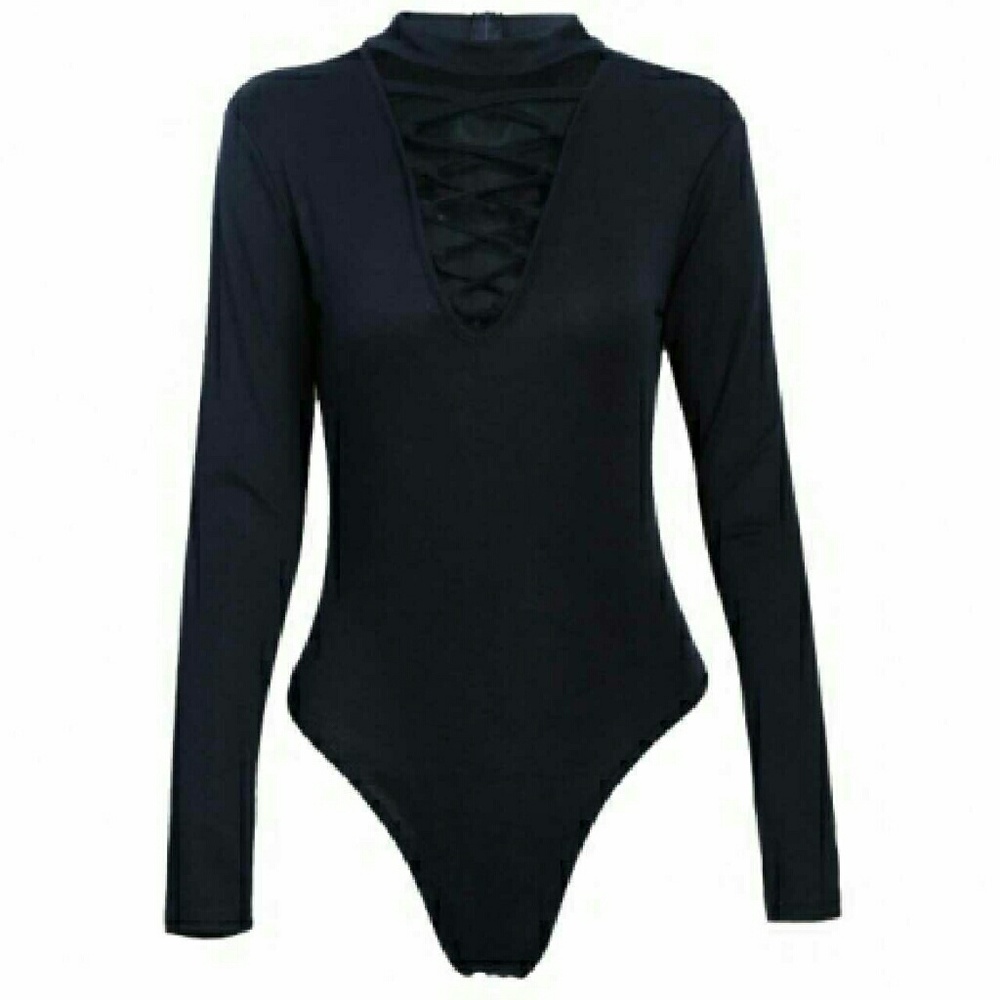 Black V-Neck Bodysuit