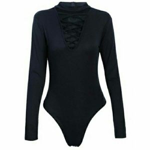 Black V-Neck Bodysuit