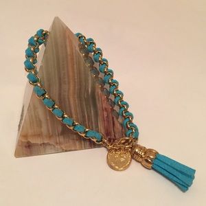 Turquoise leather wrapped gold bracelet Turquoise leather wrapped gold bracelet
