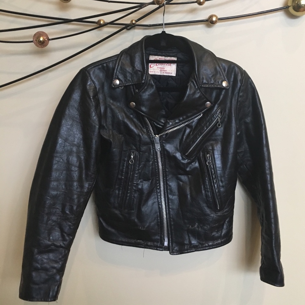 Genuine leather 1950s vintage motorcycle jacket.