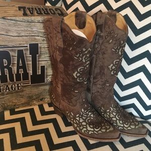 Corral crater bone embroidery cowboy boots
