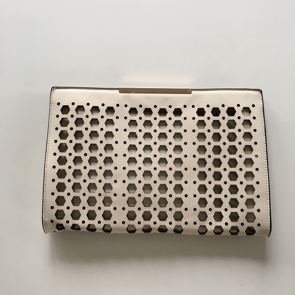Cream Faux Leather Clutch