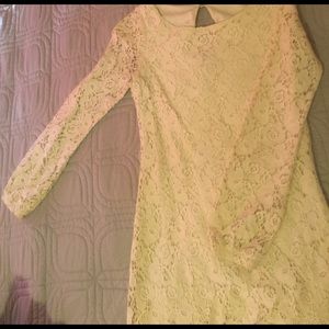 👑Classy Red Camel off white lace dress size XS