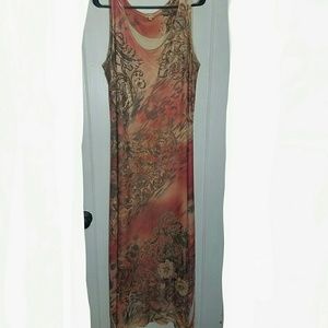 Reba rhinestone mesh earth tone dress