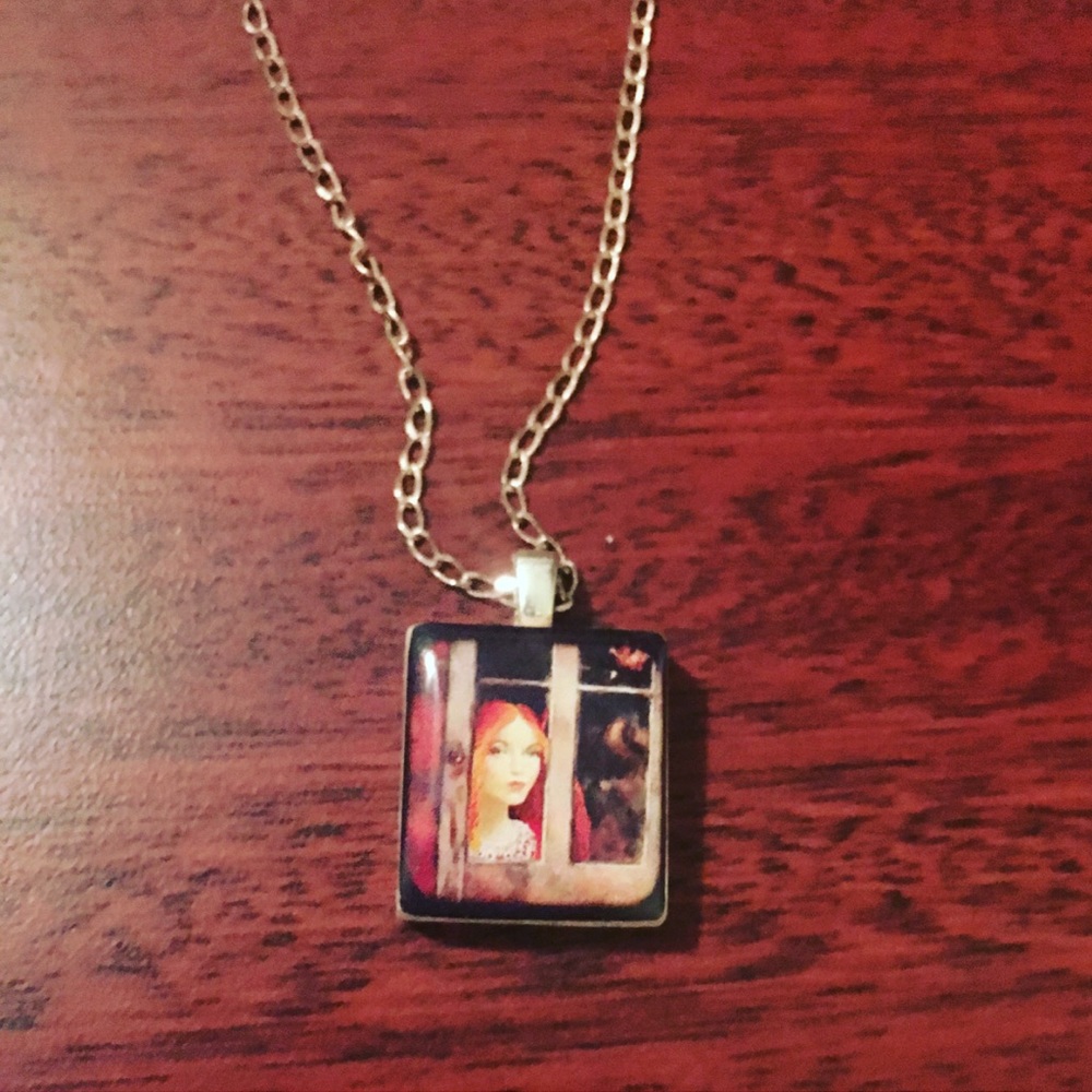 Scrabble tile necklace redhead