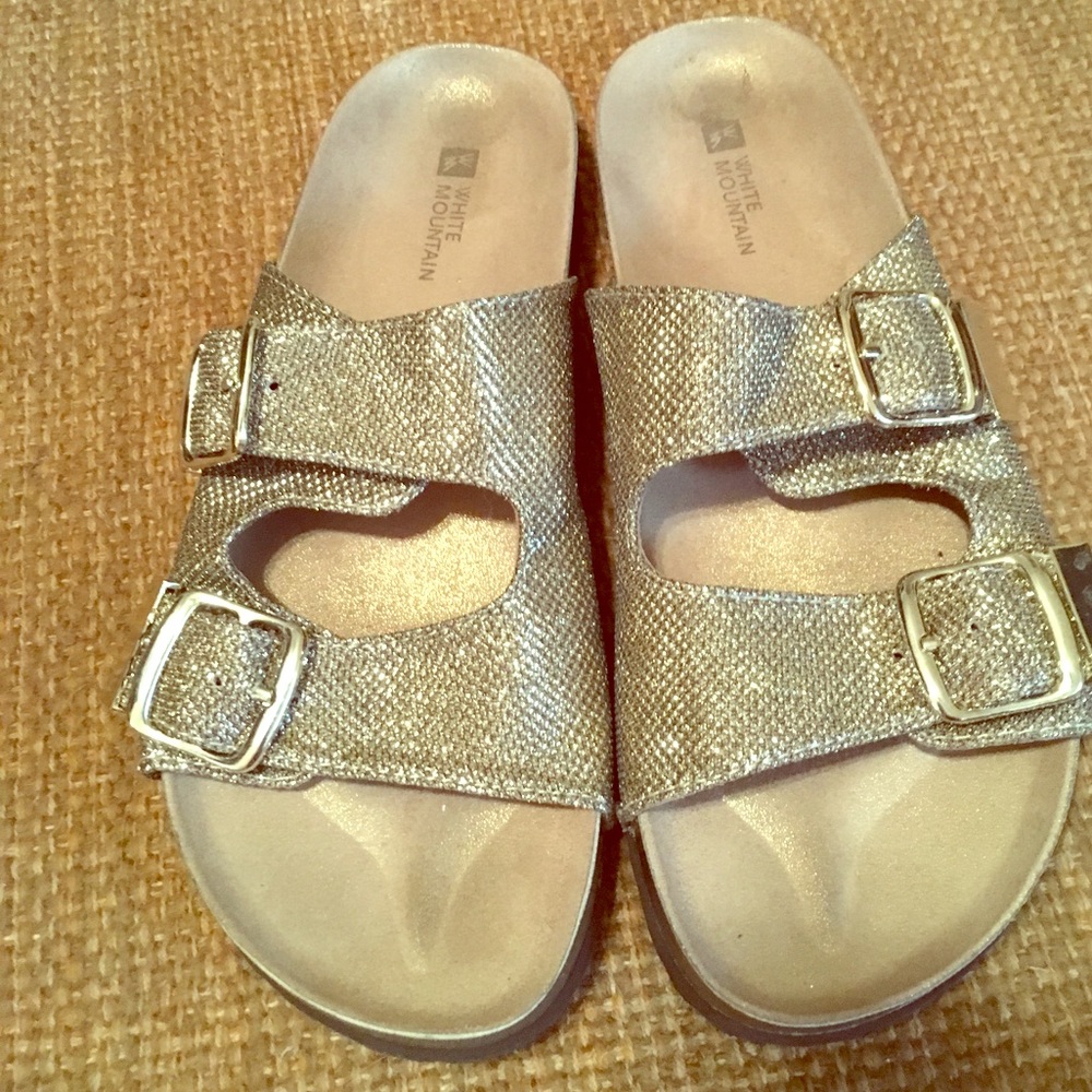 Silver glitter sandals. Never worn!