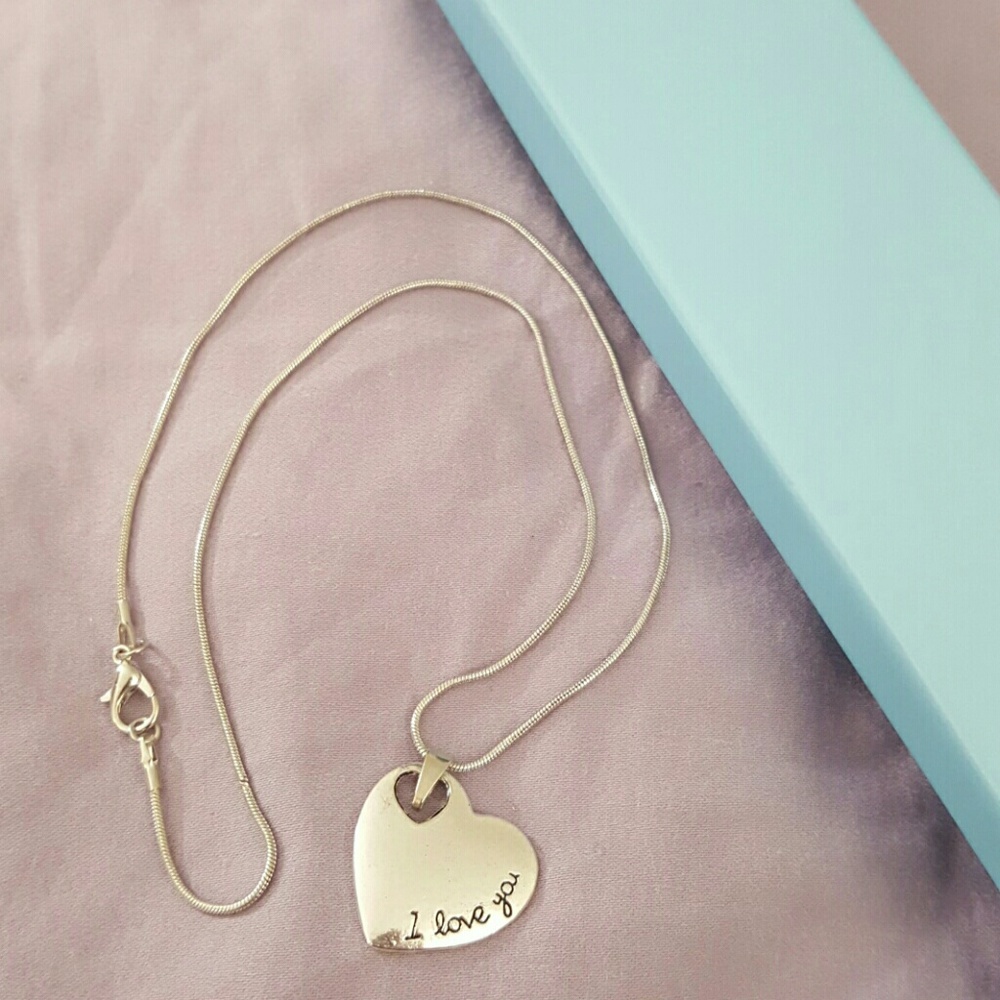 Sale ✔️I LOVE YOU HEART ON SNAKE CHAIN NECKLACE