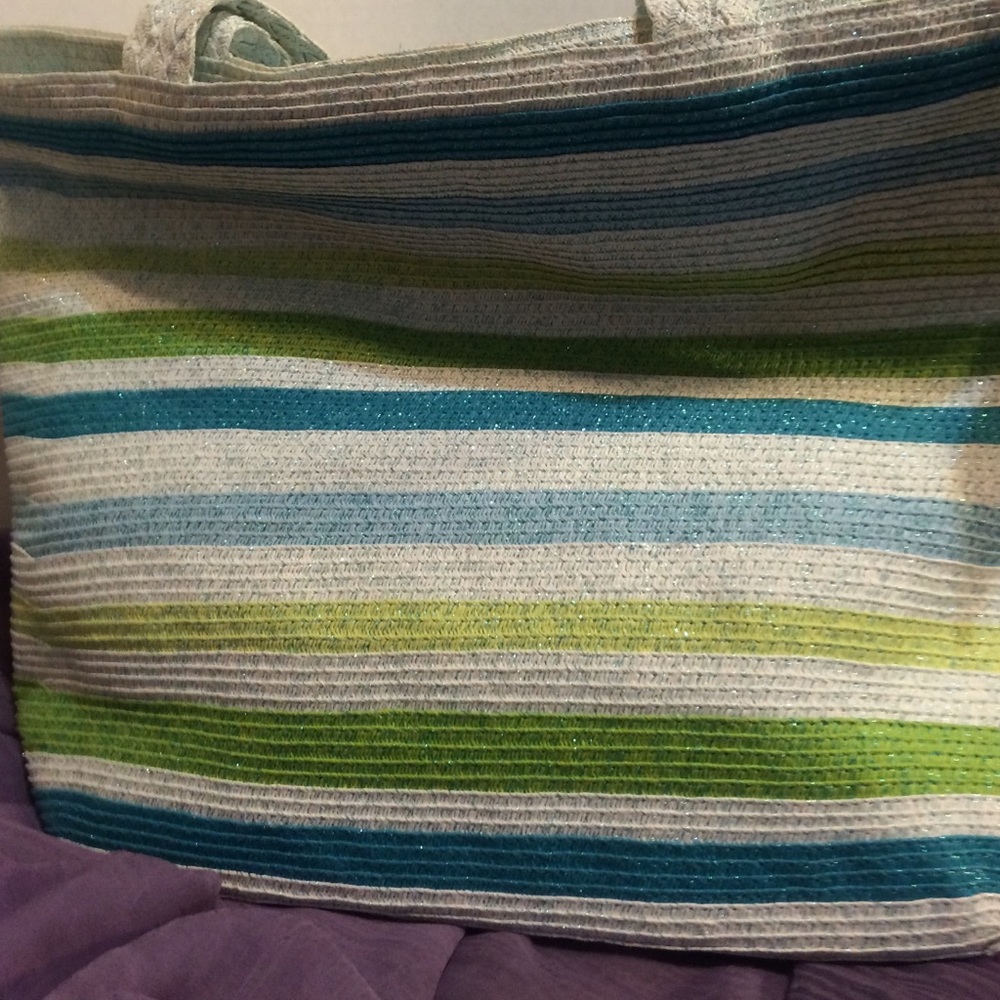 Cappelli Straworld Beach Tote in Green & Teale