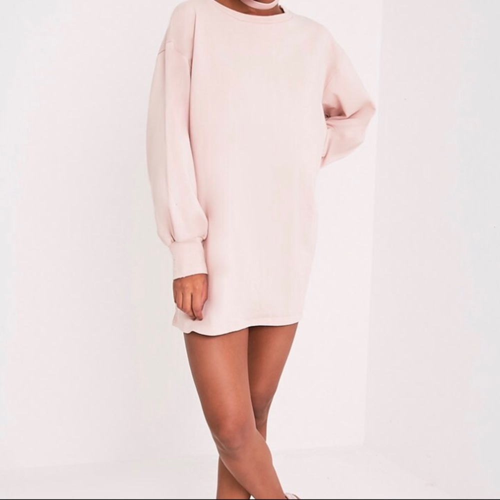 Nude blush pink oversized sweater dress