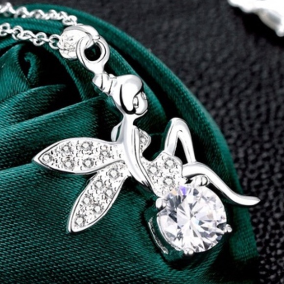 Rhinestone Silver Plated Tinkerbell Necklace - Picture 1 of 3
