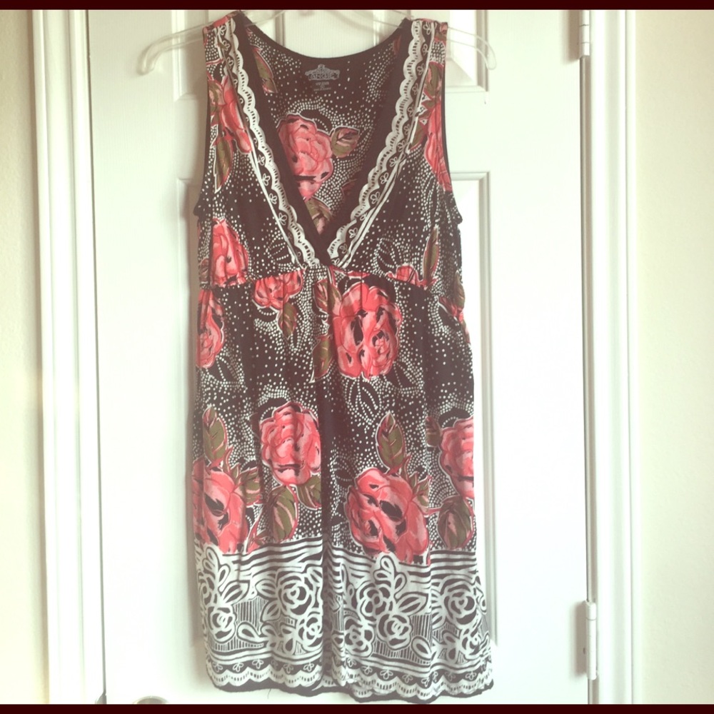 Floral Deep V-neck Sun Dress