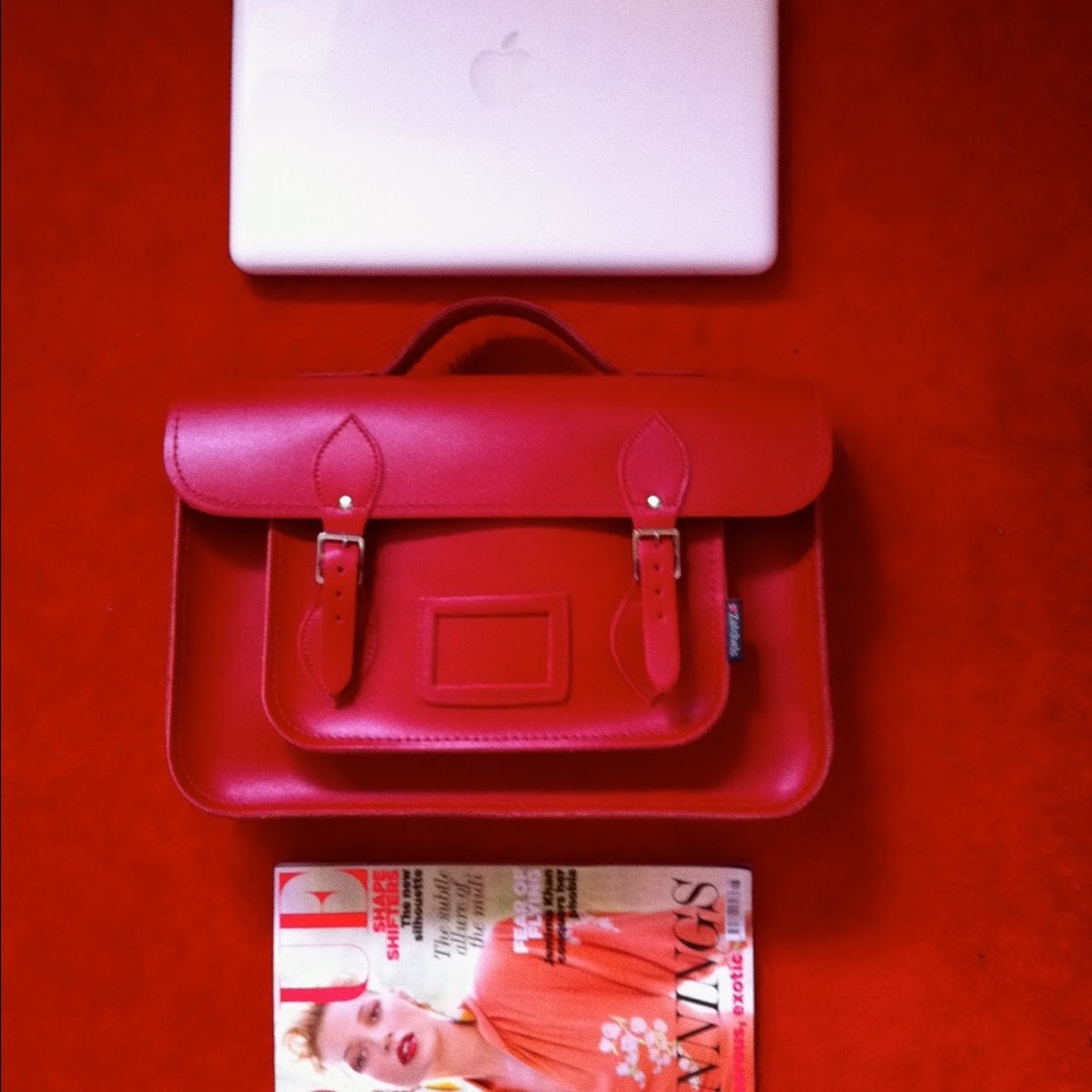 Zatchels Lipstick Red Leather Satchel 14.5"