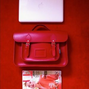 Zatchels Lipstick Red Leather Satchel 14.5"
