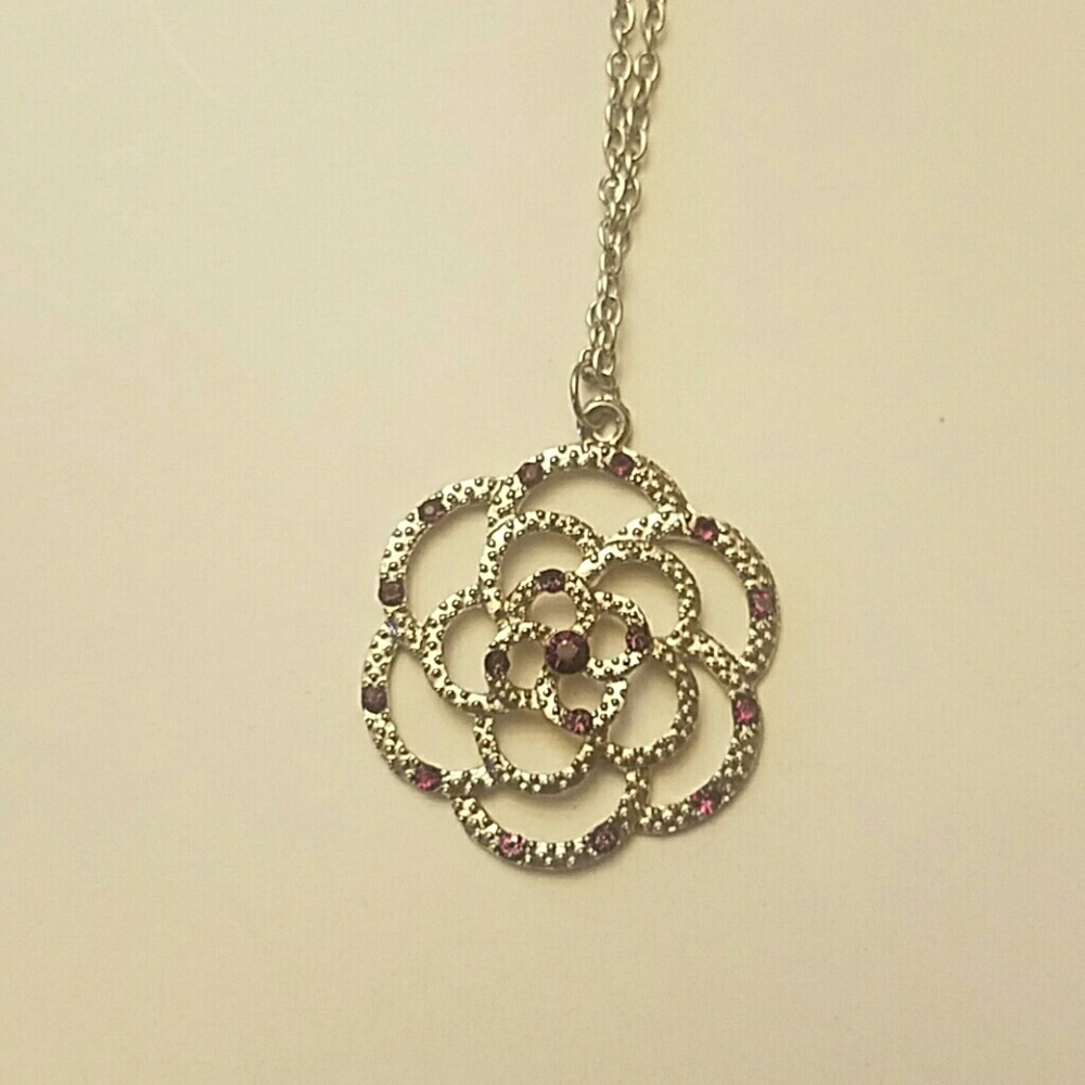 Rose Pendant with rhinestones