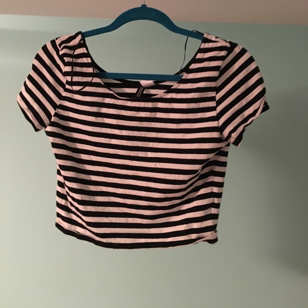 Black and white striped crop top