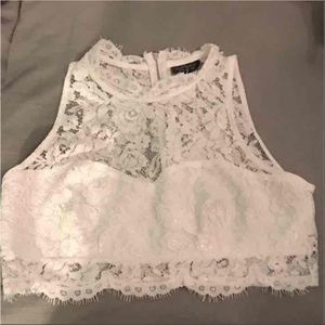 White lace crop top