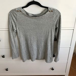 J Crew grey striped long sleeve shirt